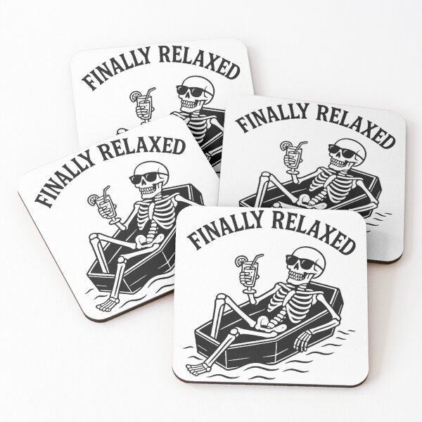 Item preview, Finally Relaxed – Funny Skeleton Floating on Coffin Pool Float | Dark Humor Beach Design designed and sold by Ammar Studio.
