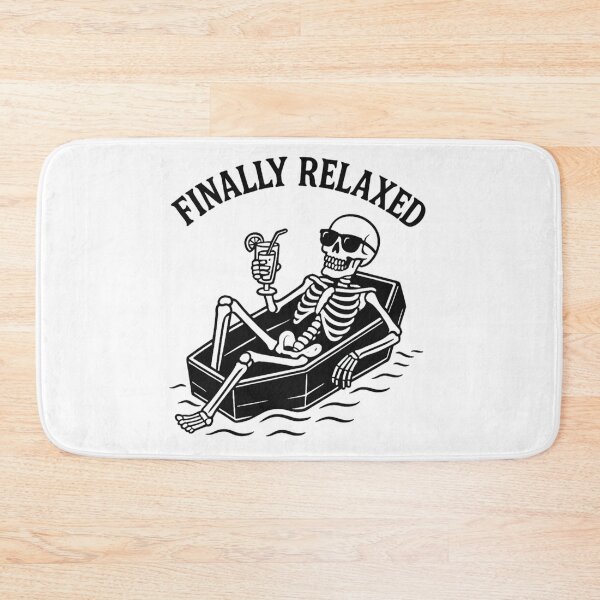 Item preview, Finally Relaxed – Funny Skeleton Floating on Coffin Pool Float | Dark Humor Beach Design designed and sold by Ammar Studio.