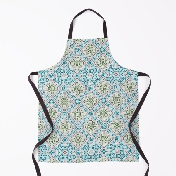 Item preview, Blue and green cross-stitch floral tile pattern designed and sold by juthamas8426.