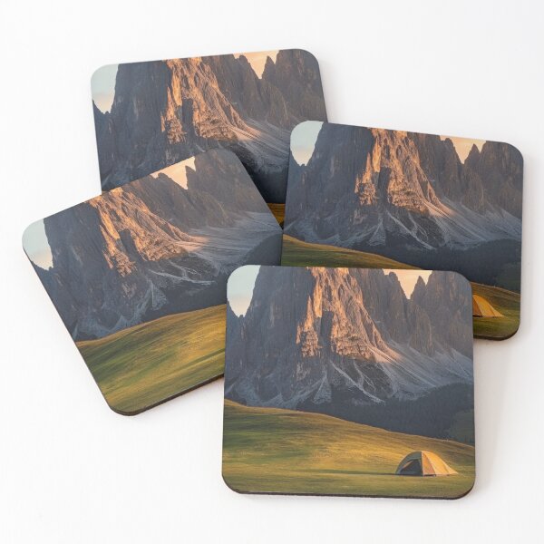 Item preview, Majestic mountains and a cozy tent designed and sold by anytka.