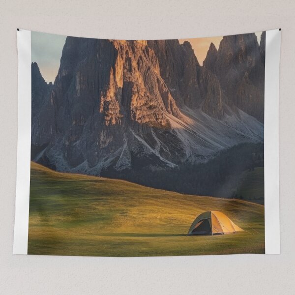 Item preview, Majestic mountains and a cozy tent designed and sold by anytka.