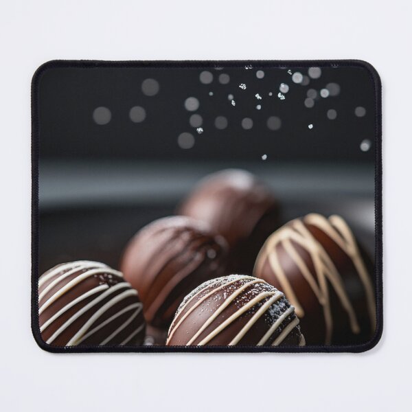 Item preview, Chocolate truffles on black plate designed and sold by anytka.