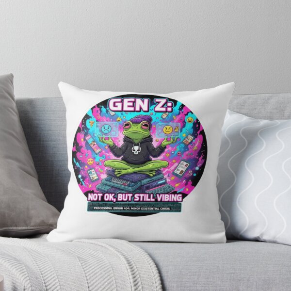 Item preview, Gen Z Frog Not OK Still Vibing designed and sold by Zerfa  Digital Art & Creative Merchandse.