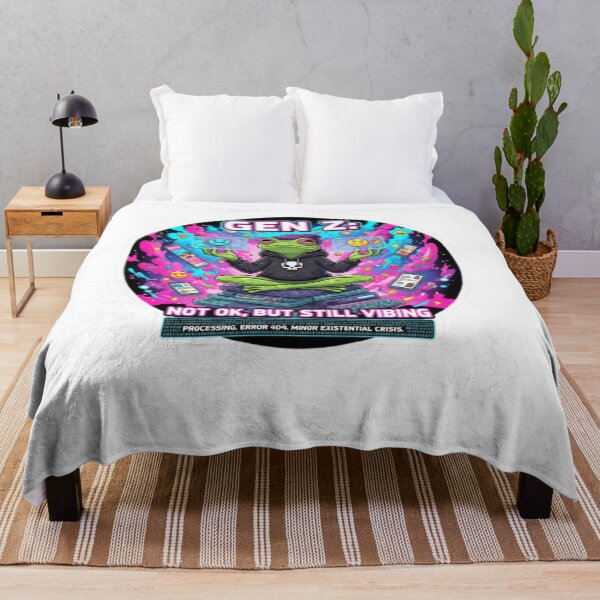 Item preview, Gen Z Frog Not OK Still Vibing designed and sold by Zerfa Digital Art & Creative Merchandse.