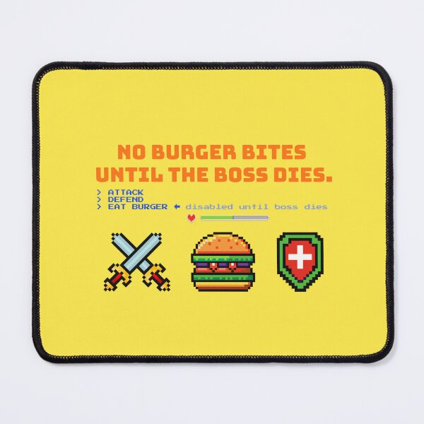 Item preview, No Burger Until Boss Dies Pixel Art designed and sold by heyyoyeah63.