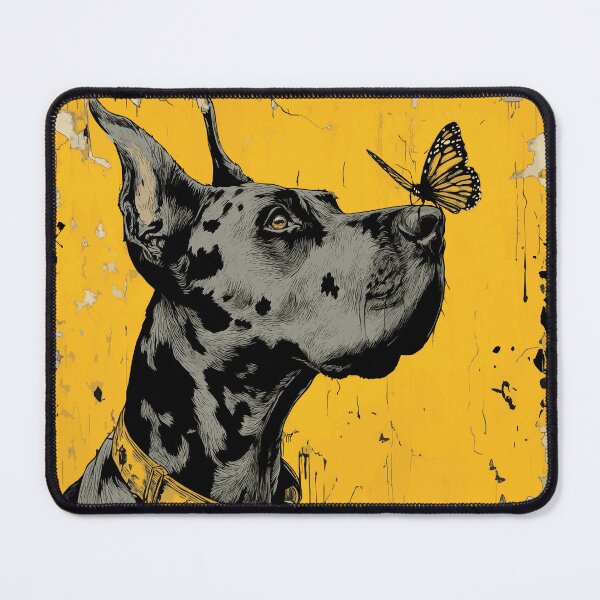Item preview, Great Dane with butterfly | Gentle animal motif | Friendship between dog and nature designed and sold by drizzd.