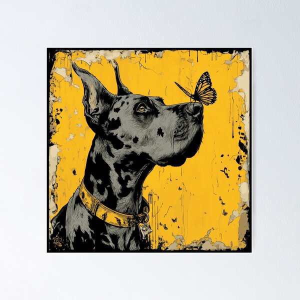 Item preview, Great Dane with butterfly | Gentle animal motif | Friendship between dog and nature designed and sold by drizzd.