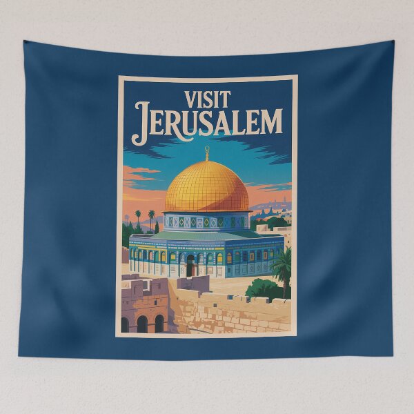 Item preview, Jerusalem Israel Illustration Travel Art Vintage designed and sold by KrisSidDesigns.