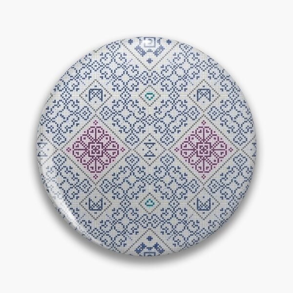Item preview, Intricate cross-stitch pattern with blue and burgundy diamond motifs designed and sold by juthamas8426.
