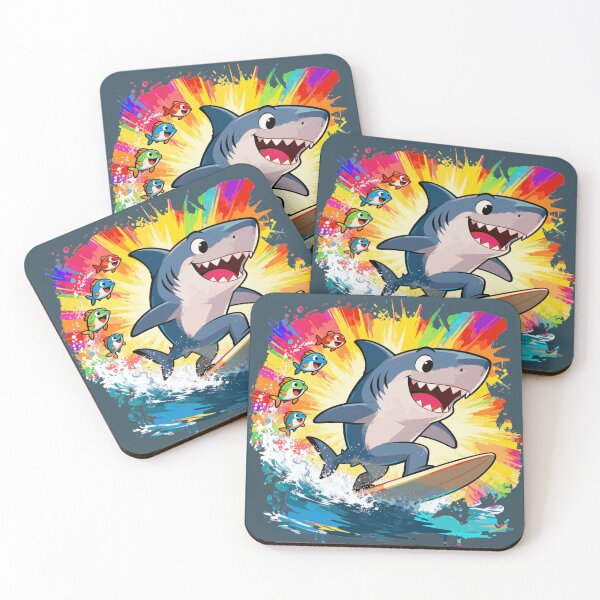 Item preview, “Surfing Shark Splash” T-Shirt Design, Graphic, Fish, Bold, Comic, Sharks, Vector designed and sold by markmm9.