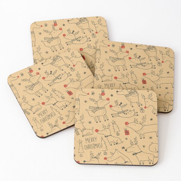 Item preview, Kraft Paper Reindeer Pattern designed and sold by MissSparklesAI.