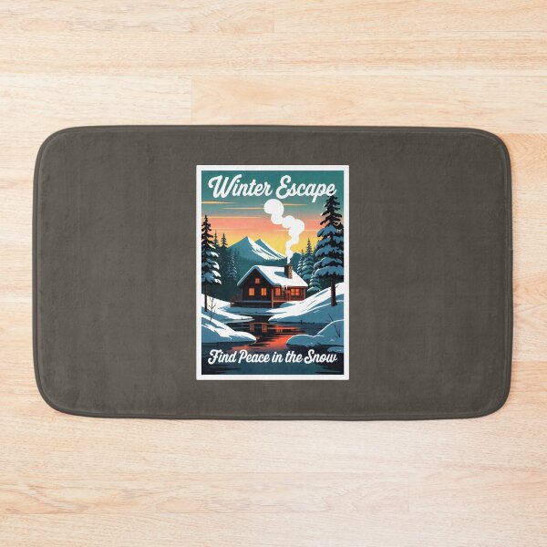 Item preview, Snowy Forest Cabin with Chimney Smoke and Orange Sunset designed and sold by SplashTastic.