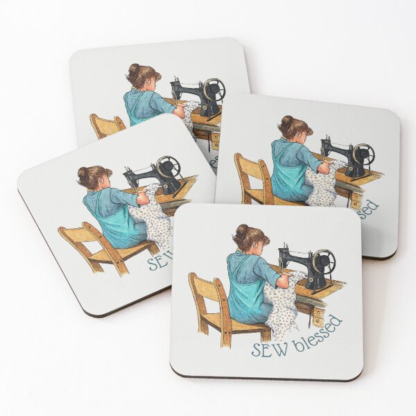 Item preview, Girl Sewing, SEW Blessed, Old Sewing Machine designed and sold by JoyfulWhimsy.