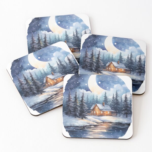 Item preview, Cozy Winter Night Watercolor 01 designed and sold by CharlieDesings.