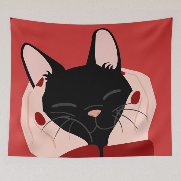 Item preview, cute black cat being cuddled designed and sold by Aome22.
