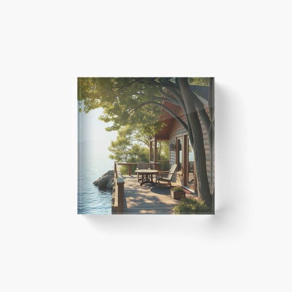 Item preview, Sunset Lakeside Cabin Deck | Serene Rustic Nature Escape designed and sold by Vida e Arte.