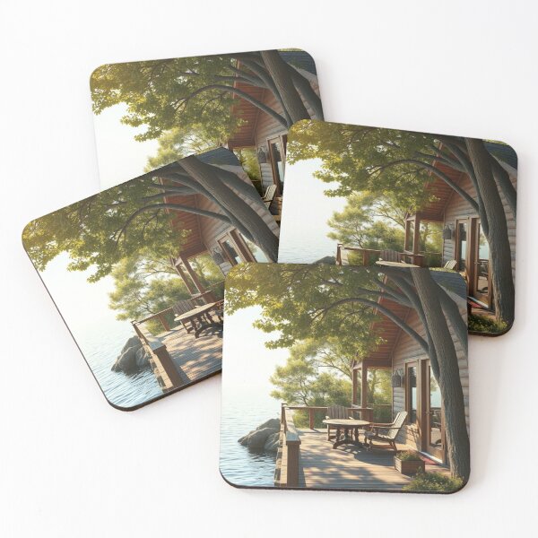 Item preview, Sunset Lakeside Cabin Deck | Serene Rustic Nature Escape designed and sold by Vida e Arte.