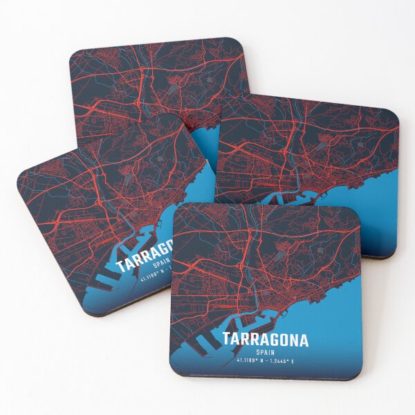 Item preview, Tarragona Red & Blue Minimalist Map designed and sold by HomeLivingCo.