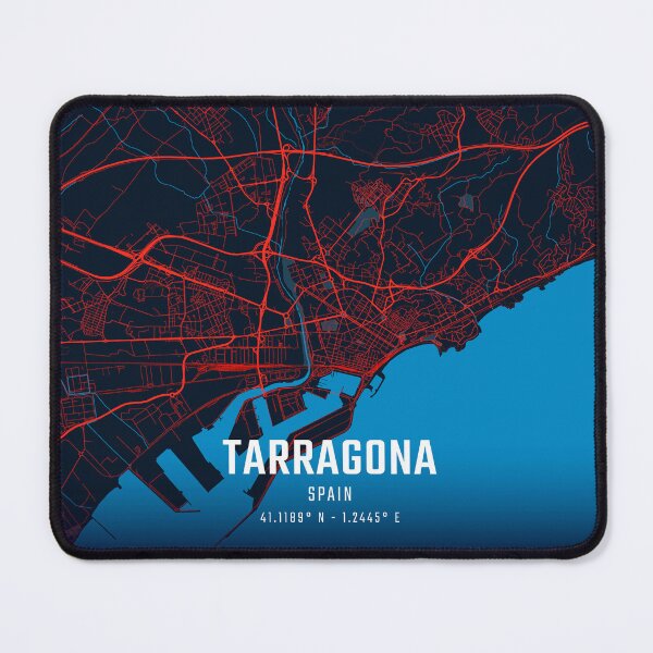 Item preview, Tarragona Red & Blue Minimalist Map designed and sold by HomeLivingCo.
