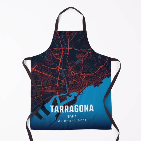 Item preview, Tarragona Red & Blue Minimalist Map designed and sold by HomeLivingCo.