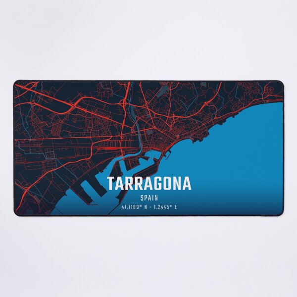Item preview, Tarragona Red & Blue Minimalist Map designed and sold by HomeLivingCo.