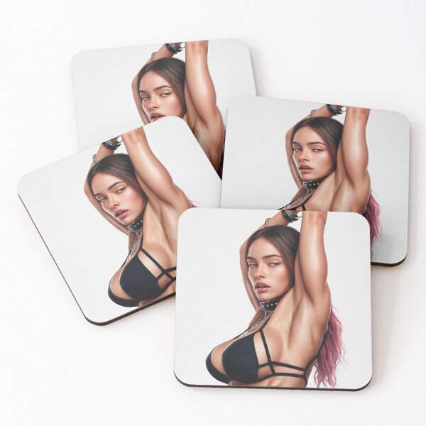 Item preview,  Beautiful sexy woman posing with her arms up showing her armpits sweating designed and sold by Vintage Designs +.