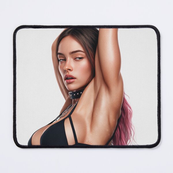 Item preview,  Beautiful sexy woman posing with her arms up showing her armpits sweating designed and sold by Vintage Designs +.