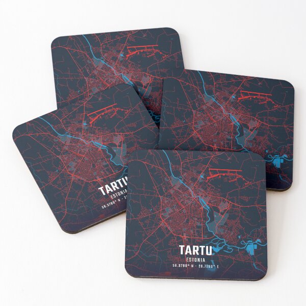 Item preview, Tartu Red & Blue Minimalist Map designed and sold by HomeLivingCo.