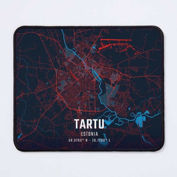 Item preview, Tartu Red & Blue Minimalist Map designed and sold by HomeLivingCo.