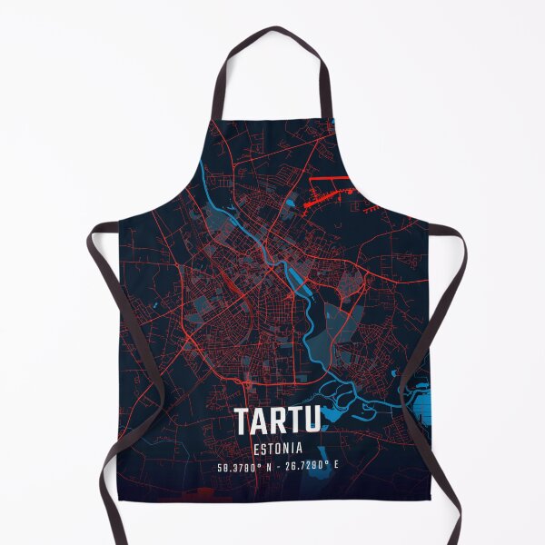 Item preview, Tartu Red & Blue Minimalist Map designed and sold by HomeLivingCo.
