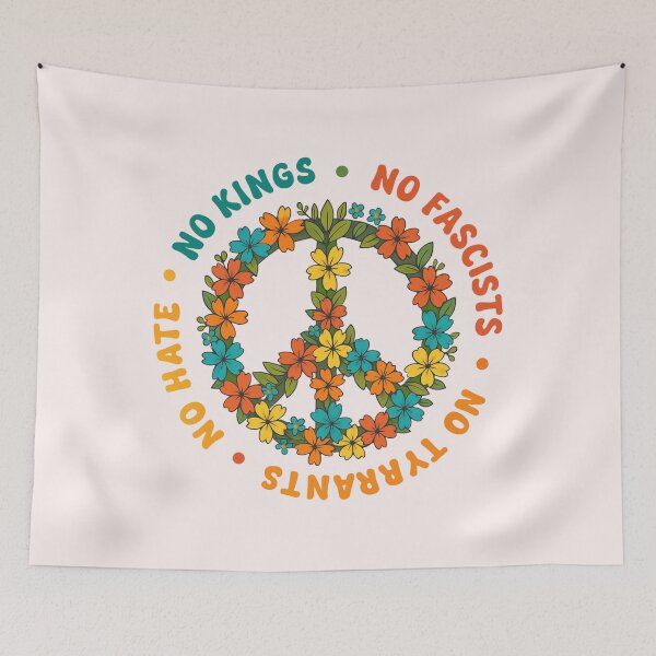 Item preview, No Kings No Fascists, Peace Symbol Floral , Anti Trump Protest, Colorful Resistance, Feminist Political designed and sold by toongstudio.