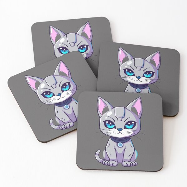 Item preview, Neon Tech Cat with Blue Eyes – Sci-Fi Kawaii Style designed and sold by Brightstudio00.
