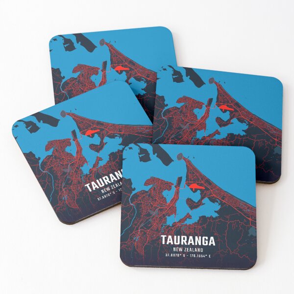 Item preview, Tauranga Red & Blue Minimalist Map designed and sold by HomeLivingCo.