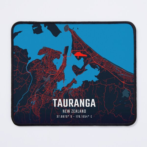 Item preview, Tauranga Red & Blue Minimalist Map designed and sold by HomeLivingCo.