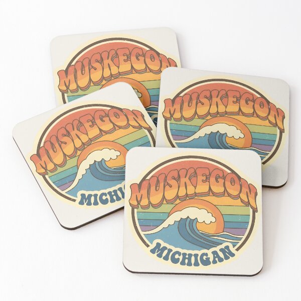 Item preview, Muskegon, Michigan Retro Wave designed and sold by TheOldMittenIllustrated.