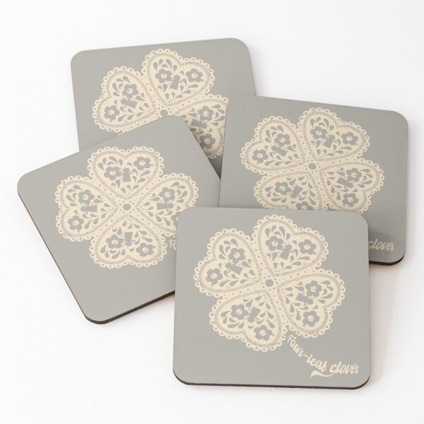Item preview, four leaf lucky clover in lace style designed and sold by storieslanguage.
