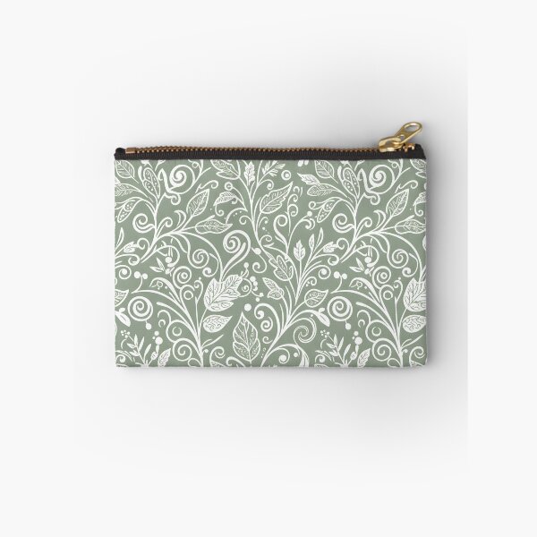 Item preview, White Leaf Motif Seamless Pattern on Sage designed and sold by HolmeProud.