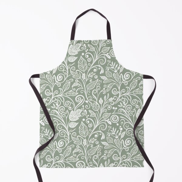 Item preview, White Leaf Motif Seamless Pattern on Sage designed and sold by HolmeProud.