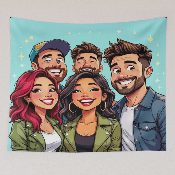 Item preview, DolledUp -Sparkling Togetherness – Cartoon vibes with five friends, united in joy, style & shared laughter designed and sold by FotoworldEdel.