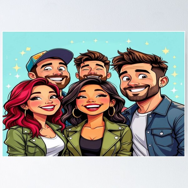 Item preview, DolledUp -Sparkling Togetherness – Cartoon vibes with five friends, united in joy, style & shared laughter designed and sold by FotoworldEdel.