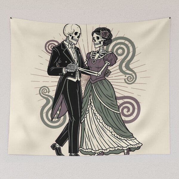 Item preview, Elegant Vintage Halloween Dancing Skeletons designed and sold by EnziGartig.