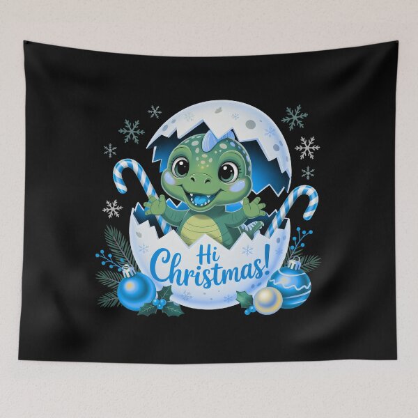 Item preview, Hi Christmas Dino – Cute Baby Dinosaur Christmas Egg Design designed and sold by CalmDownZone ⭐️⭐️⭐️⭐️⭐️.