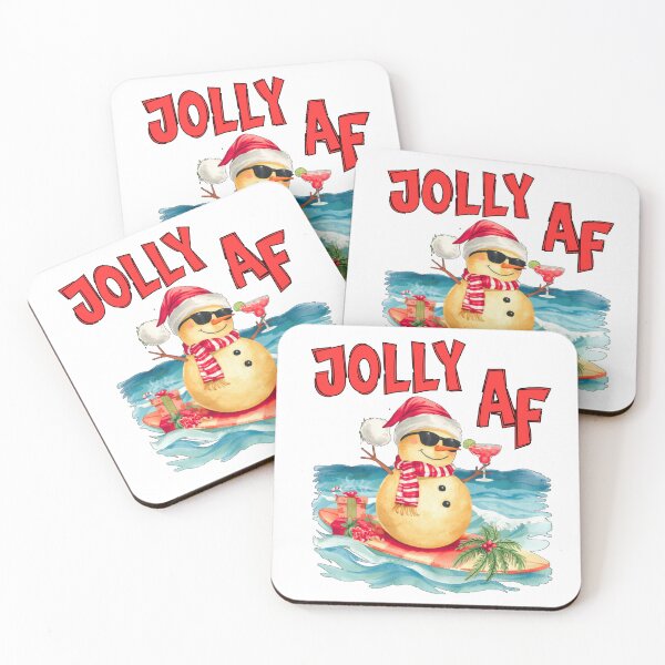 Item preview, Tropical Christmas Snowman Surfing – Jolly AF Retro Holiday Beach Art designed and sold by Sun Sand & Sea Art.