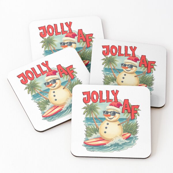 Item preview, Beach Snowman Christmas Art – Jolly AF Tropical Holiday Surf Design designed and sold by Sun Sand & Sea Art.