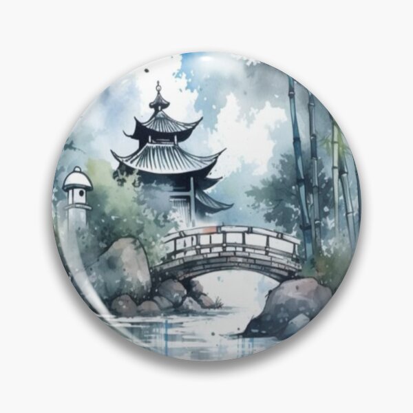 Item preview, Peaceful Pagoda Garden View Artwork  designed and sold by NivyasArtistry.