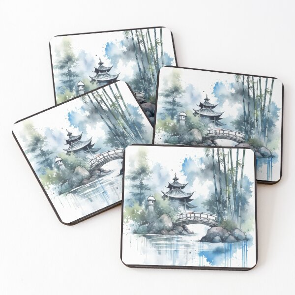 Item preview, Peaceful Pagoda Garden View Artwork  designed and sold by NivyasArtistry.