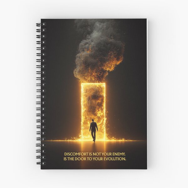Item preview, Fiery Door of Growth – Motivational Art with Quote About Discomfort and Evolution designed and sold by VisionaryVeils.
