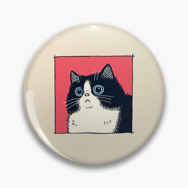 Item preview, Surprised Funny Cat, Retro Comic Portrait with Big Blue Eyes designed and sold by Magnificent Lizard.