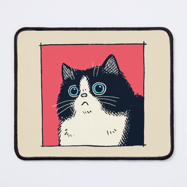 Item preview, Surprised Funny Cat, Retro Comic Portrait with Big Blue Eyes designed and sold by Magnificent Lizard.