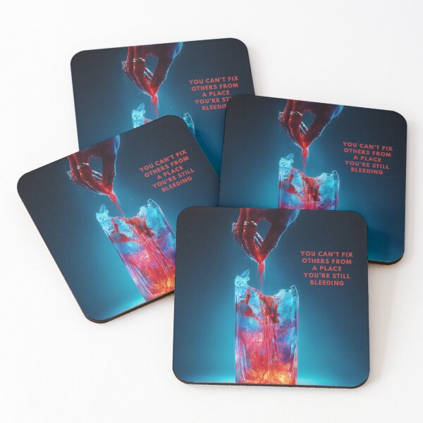 Item preview, Bleeding Hands – Surreal Emotional Art with Quote on Healing and Boundaries designed and sold by VisionaryVeils.